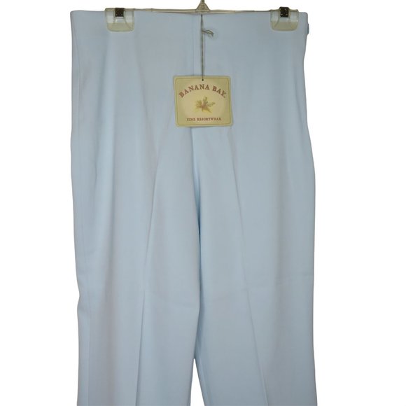Vintage 80s Crop Carpi Pants 8 Baby Blue High Waist Flat Front Zip Stretch NEW - Picture 4 of 10